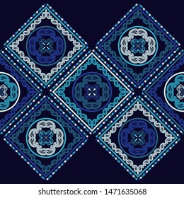 Paisley ornament. Polka dot. Ethnic boho seamless pattern. Ikat. Traditional ornament. Folk motif. Can be used for wallpaper, textile, invitation card, wrapping, web page background.