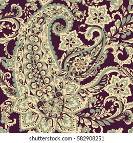 paisley ornament seamless vector pattern