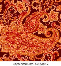 paisley ornament seamless vector pattern