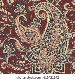 paisley ornament seamless vector pattern