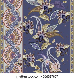 Paisley ornamental pattern. Seamless floral background for textile, fabric, wrapping, wallpaper. Oriental style