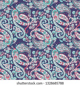 Paisley Ornamental seamless pattern. kalamkari vector fabric background