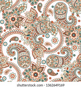 Paisley Ornamental seamless pattern. kalamkari vector floral background