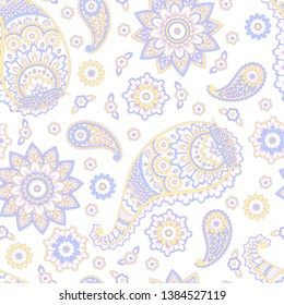 Paisley Ornamental seamless pattern. kalamkari vector fabric background