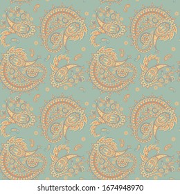 Paisley Ornamental seamless pattern. kalamkari vector fabric background