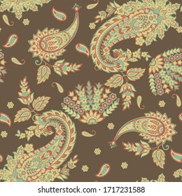 Paisley Ornamental seamless pattern. kalamkari vector fabric background