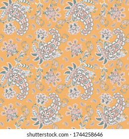 Paisley Ornamental seamless pattern. kalamkari vector fabric background