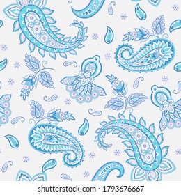 Paisley Ornamental seamless pattern. kalamkari vector fabric background