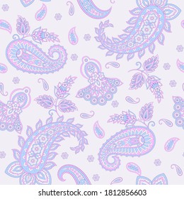Paisley Ornamental seamless pattern. kalamkari vector fabric background