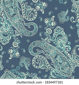 Paisley Ornamental seamless pattern. kalamkari vector fabric background