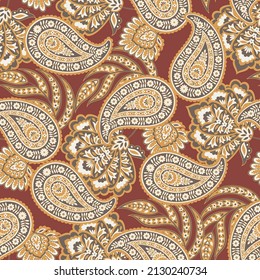 Paisley Ornamental seamless pattern. kalamkari vector fabric background