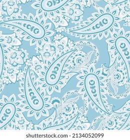 Paisley Ornamental seamless pattern. kalamkari vector fabric background