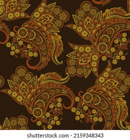 Paisley Ornamental seamless pattern. kalamkari vector fabric background