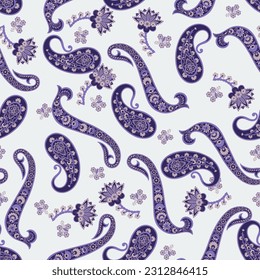 Paisley Ornamental seamless pattern. kalamkari vector fabric background