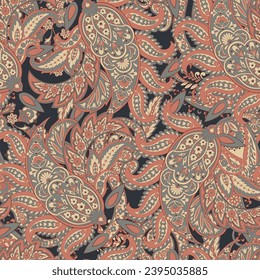 Paisley Ornamental seamless pattern. kalamkari vector fabric background