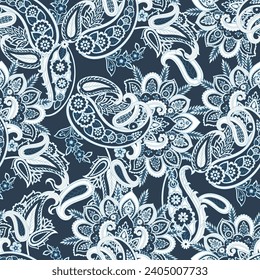 Paisley Ornamental seamless pattern. kalamkari vector fabric background