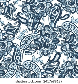 Paisley Ornamental seamless pattern. kalamkari vector fabric background