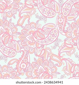 Paisley Ornamental seamless pattern. kalamkari vector fabric background