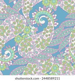 Paisley Ornamental seamless pattern. kalamkari vector fabric background
