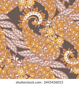 Paisley Ornamental seamless pattern. kalamkari vector fabric background