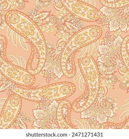 Paisley Ornamental sin patrón. fondo de tela de Vector kalamkari