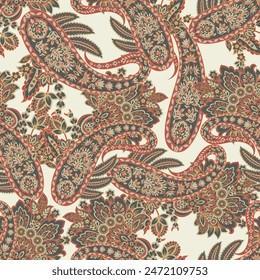 Paisley Ornamental seamless pattern. kalamkari vector fabric background