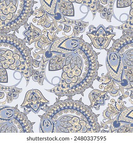 Paisley Ornamental seamless pattern. kalamkari vector fabric background