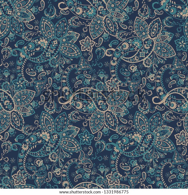 Paisley Ornamental Seamless Pattern Kalamkari Vector Stock Vector ...