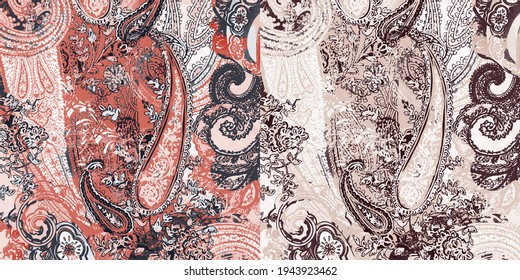 Patrón ininterrumpido de Paisley Ornamental. Fondo de tejido vectorial