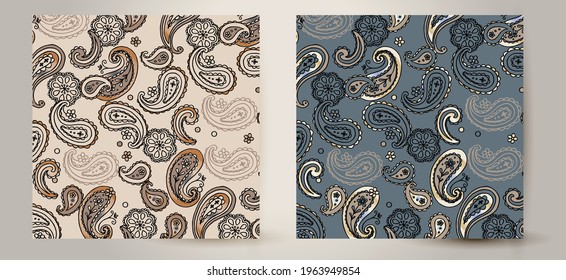 Patrón ininterrumpido de Paisley Ornamental. Fondo de tejido vectorial