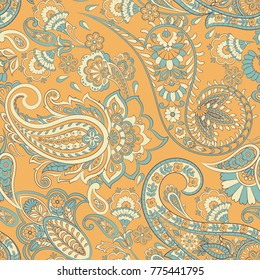 Paisley Ornate damask background. Vector vintage pattern