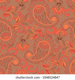 Paisley Ornate seamless damask background. Vector vintage pattern