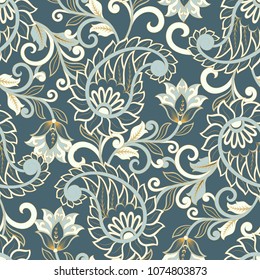 Paisley Ornate seamless damask background. Vector vintage pattern