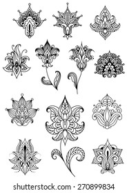 Ornamental Flowers Vector Set Abstract Floral Stock Vector (Royalty ...