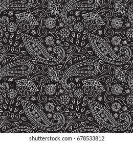 Paisley Outline Seamless Pattern Abstract Wallpaper Stock Vector ...