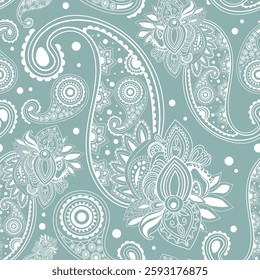 paisley outline seamless vector pattern