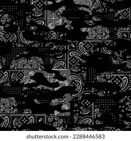 paisley patchwork pattern on black background