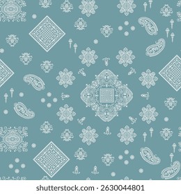 paisley patchwork pattern on green background