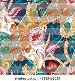 paisley patchwork pattern on textures background