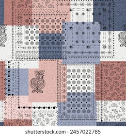 paisley patchwork pattern on textures background