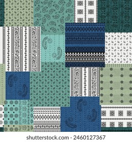 paisley patchwork pattern on textures background