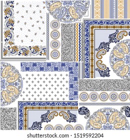 Paisley Patchwork  Pattern On White