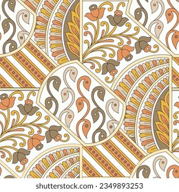 paisley patchwork pattern on white background