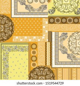 paisley patchwork  pattern on  yellow