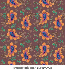 paisley pattern with abstract flower (Seamless)
