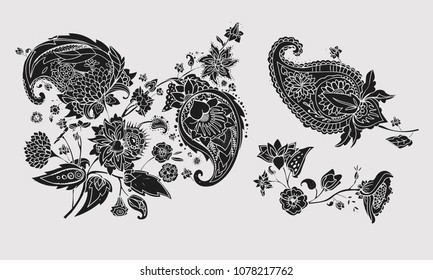 Paisley. A pattern based on the traditional oriental paisley pattern or Turkish cucumber. Fabric, wallpaper, background