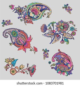 Paisley. A pattern based on the traditional oriental paisley pattern or Turkish cucumber. Fabric, wallpaper, background