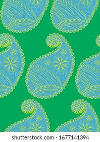 Paisley. A pattern based on the traditional textile figure "Turkish cucumber" or "Paisley". Vintage style.