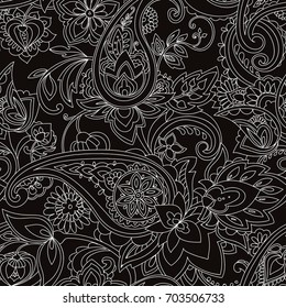 Paisley. A pattern based on the traditional textile figure "Turkish cucumber" or "Paisley". Vintage style.