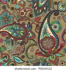 Paisley. A pattern based on the traditional textile figure "Turkish cucumber" or "Paisley". Vintage style.